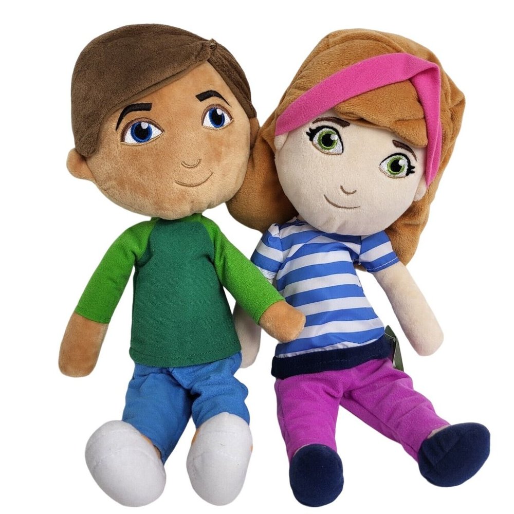 Little Passports Plush Mia & Max Stuffed Animal Doll Set Soft Eyed Toys 16"